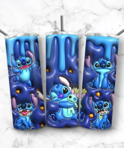 Stitch Tumbler Sublimation Design Download PNG, Inflated Stitch Tumbler Sublimation Wrap PNG